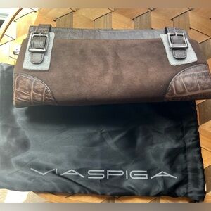 NWT Via Spiga suede clutch